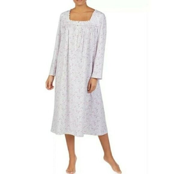 Eileen West Other - Eileen West Nightgown Floral Square Neck Midi Long Sleeve Eyelet Cozy Pajama S
